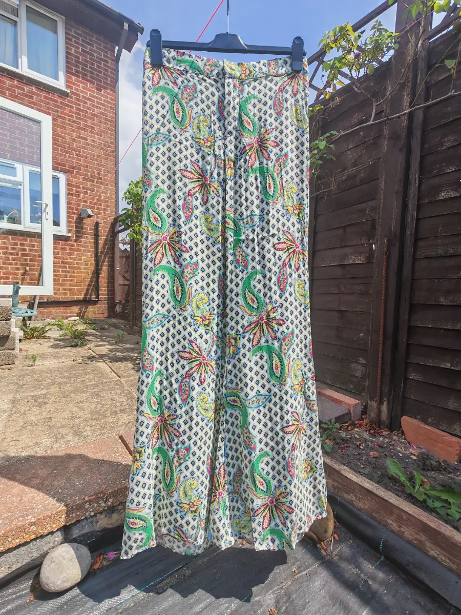 Zara Retro Paisley Flared Trouser Retro Print Holiday Summer – Size M