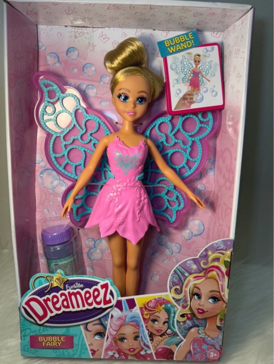 Dreameez Bubble Fairy Doll with Wings & Bubble Wand – Cute Pink Fairy Toy for Kid