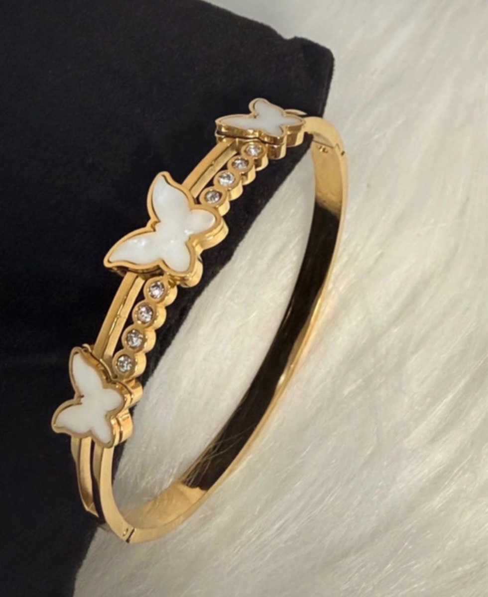 Gold butterfly bangle