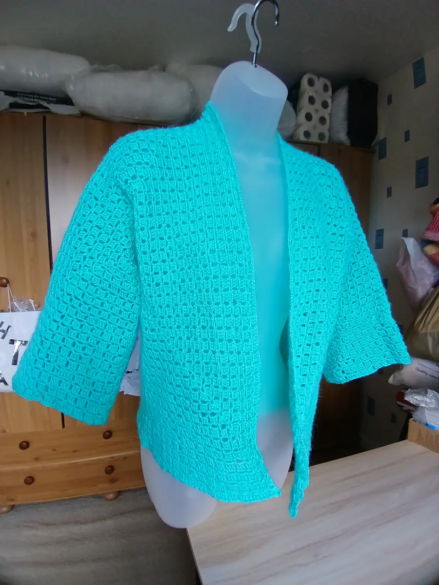 Crochet cardigan teal