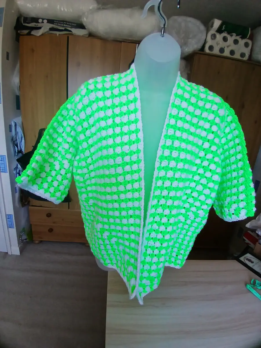 Crochet cardigan neon green