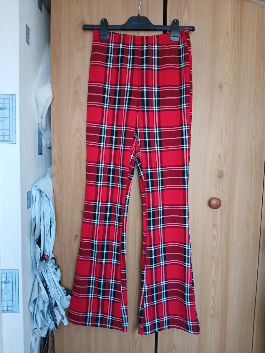 Bootcut tartan trousers