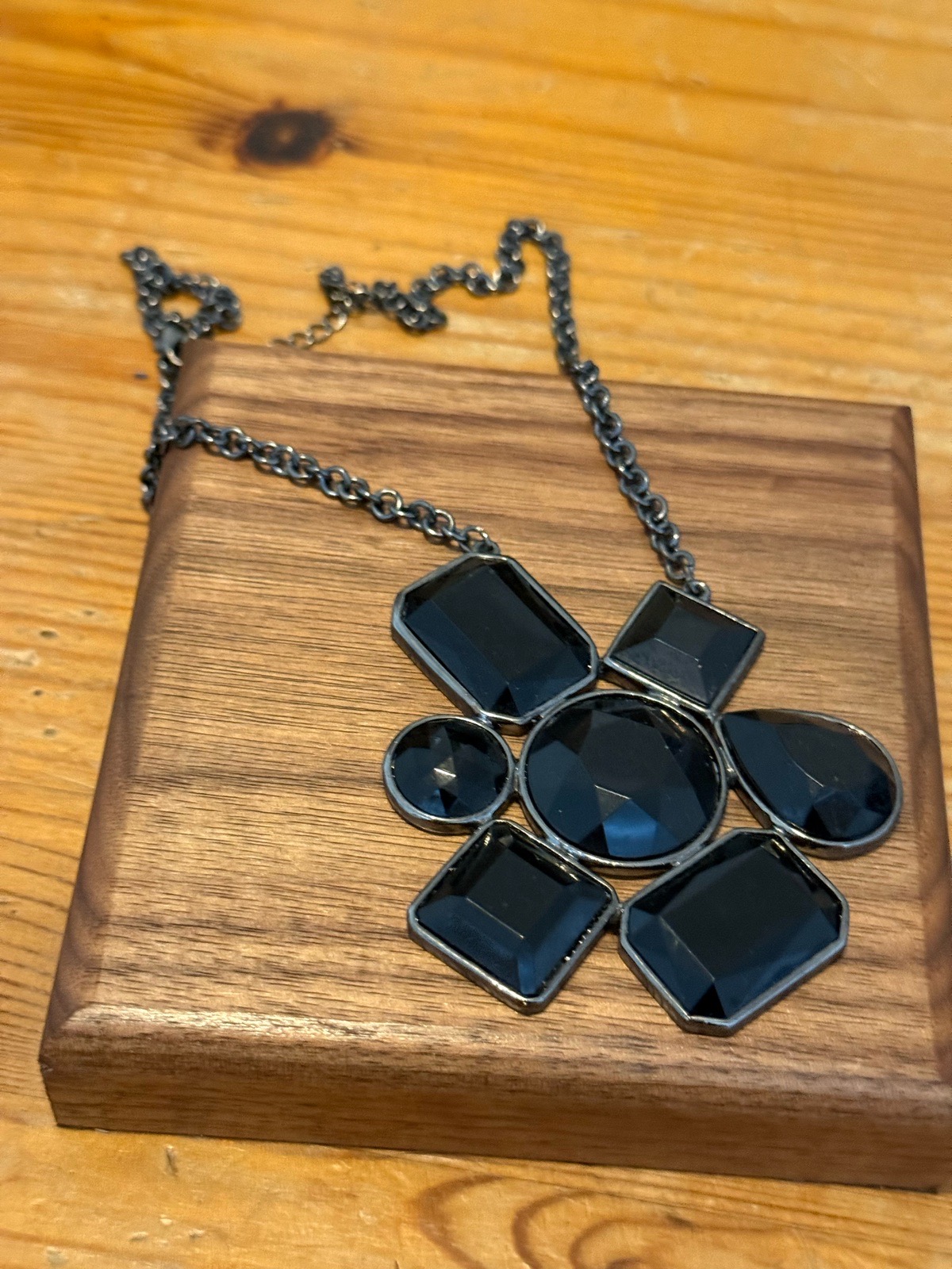 black cluster statement necklace