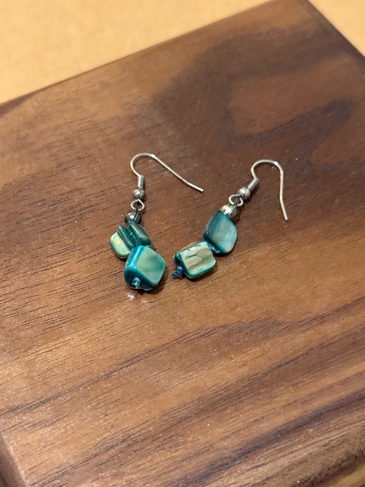 teal crystal type bead earrings
