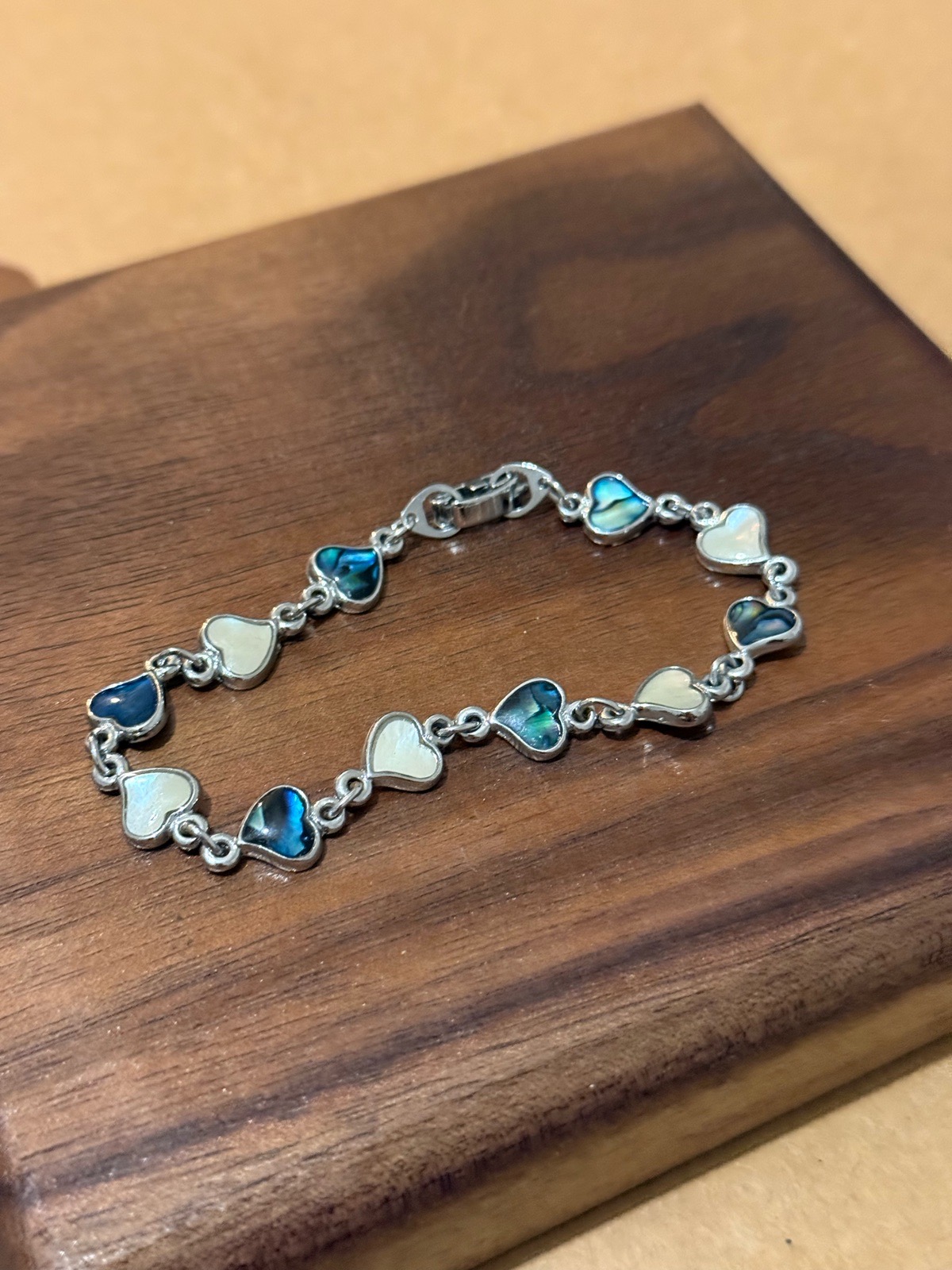 silver heart blue/silver enamel s-80 bracelet