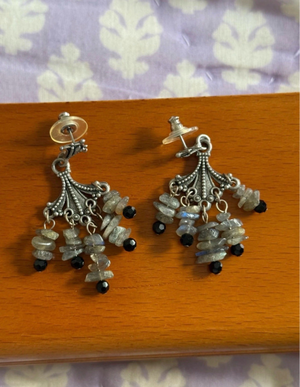 vintage silver crystal chandelier dangle/drop earrings