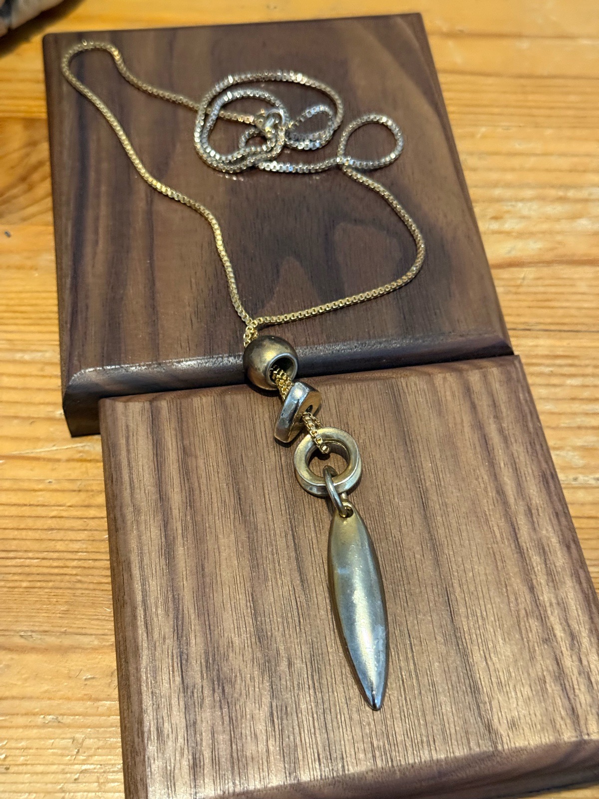 gold tone long multi bead teardrop pendant necklace