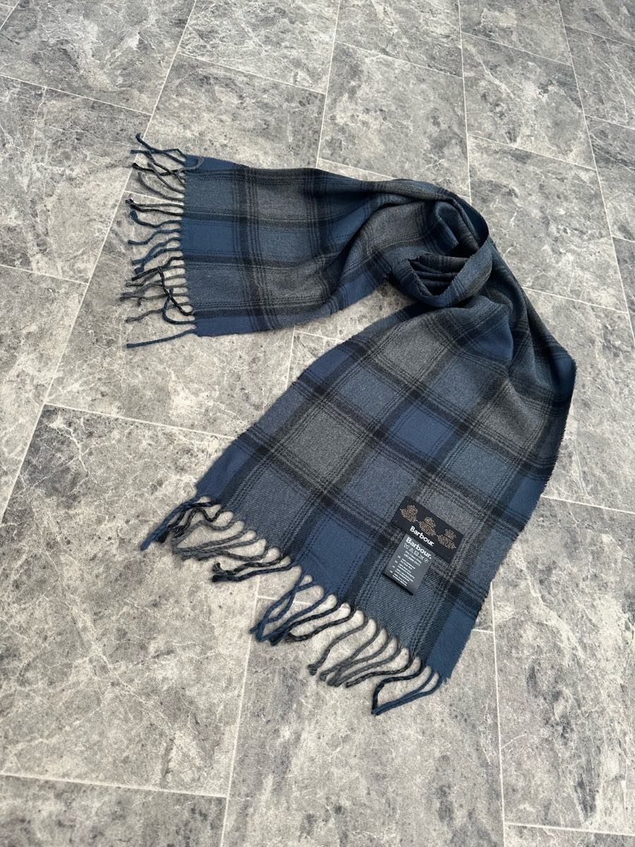 Barbour Navy / Grey Scarf 100% Lambswool
