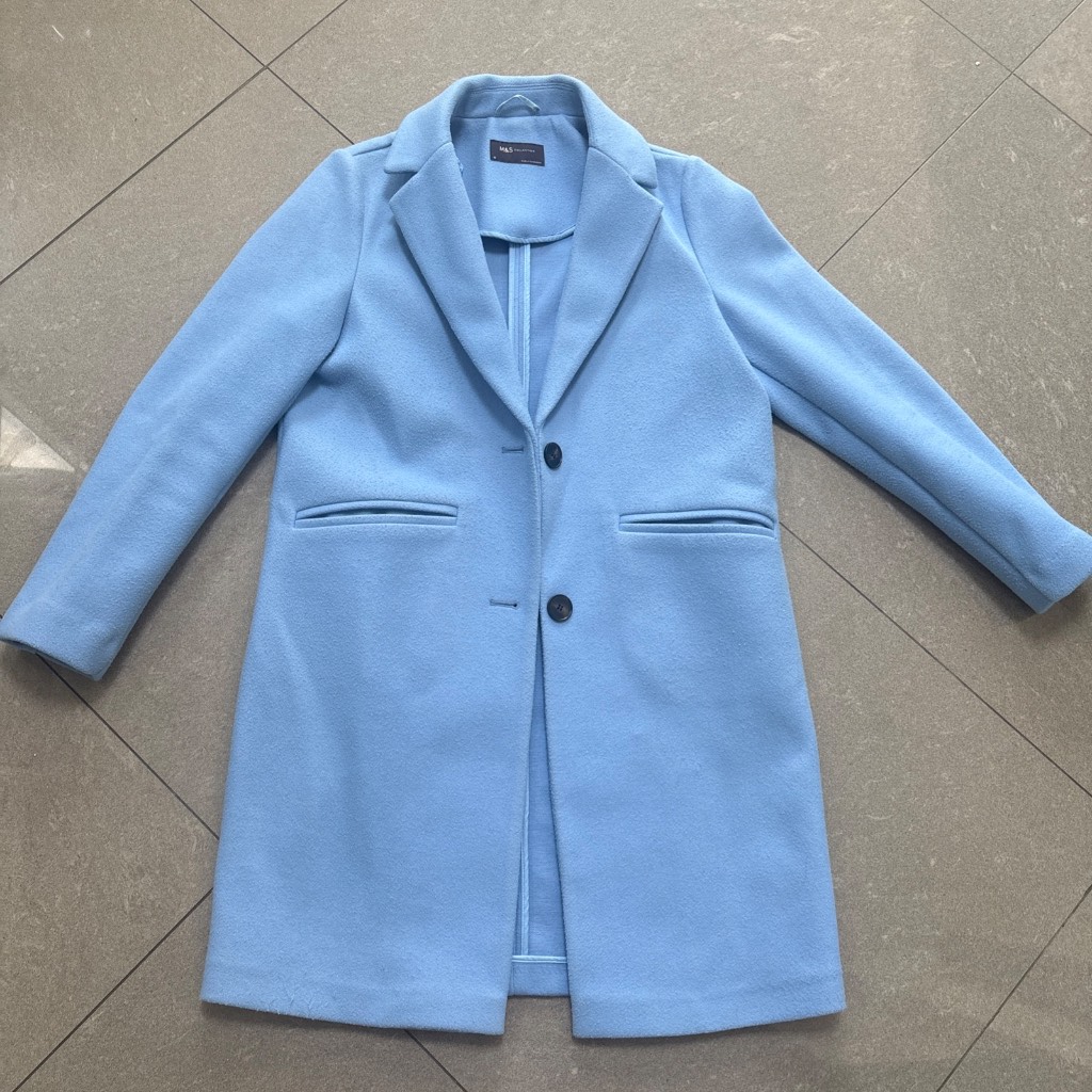 Marks and Spencer M&S sky blue ladies coat lined size 10