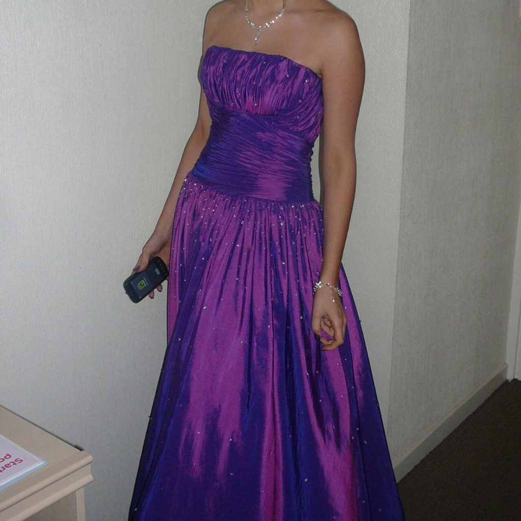Multitone purple prom dress with rhinestones