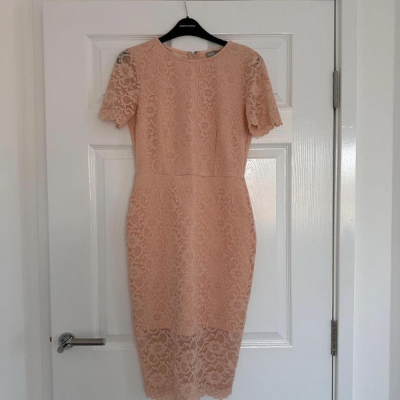 Apricot lace midi dress