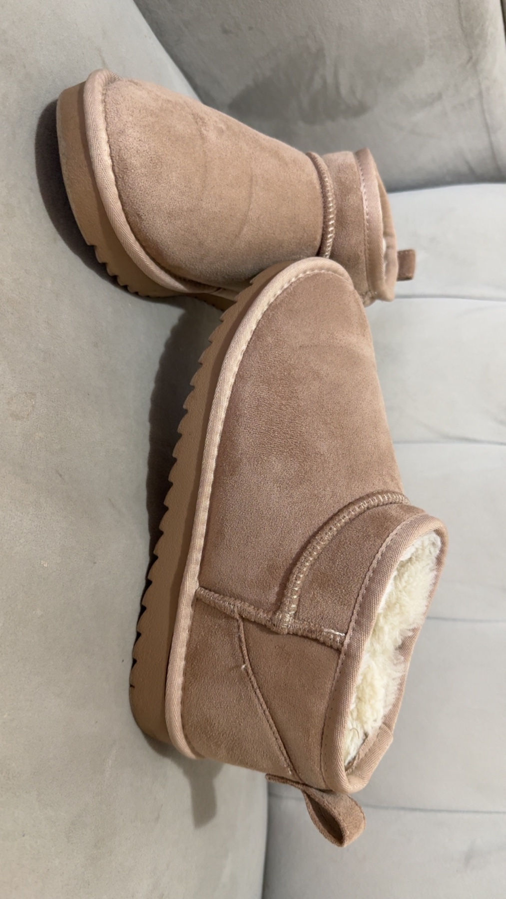 Super Cosy Beige/Nude Faux Suede Boots - Size 37 (UK 4)
