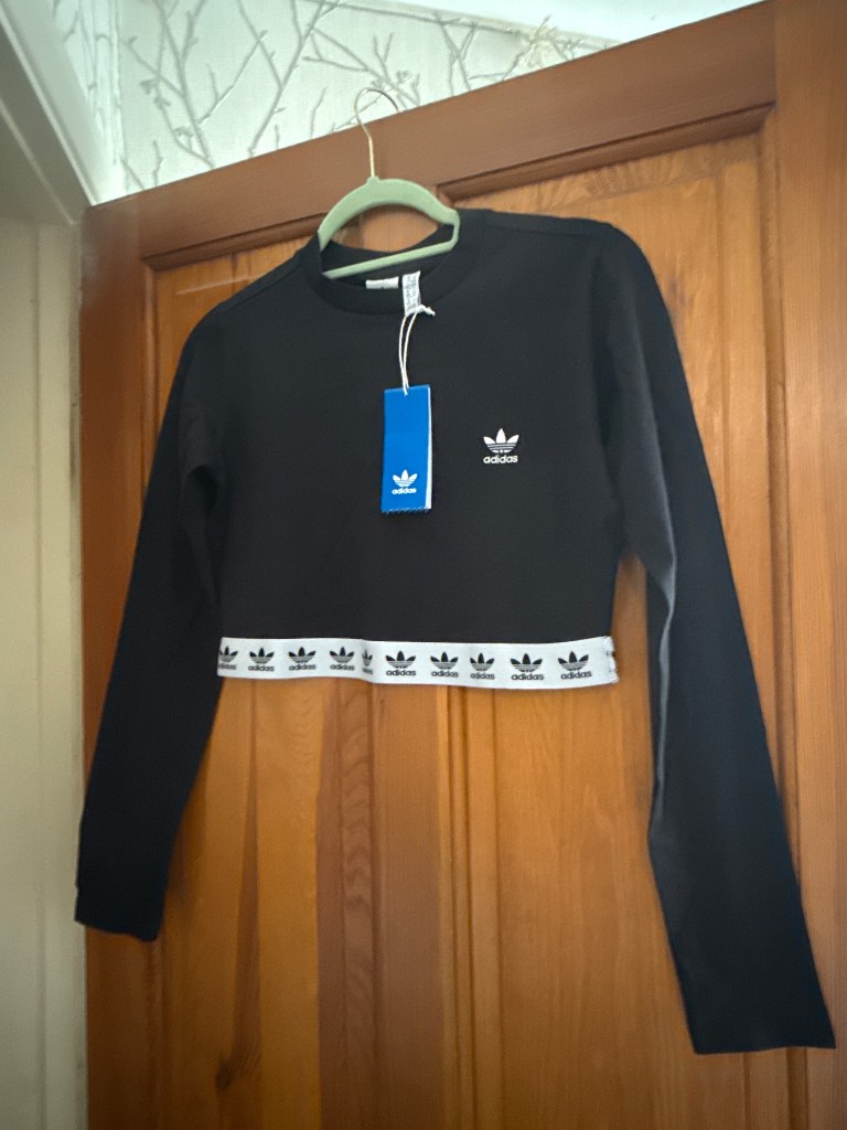 Adidas black long sleeve crop top