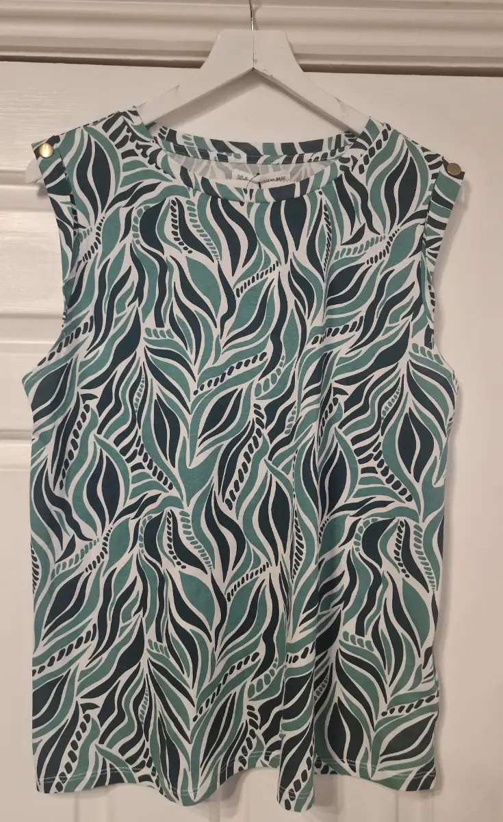 Sfera ladies green and white patterned vest top - xl - uk 14/16