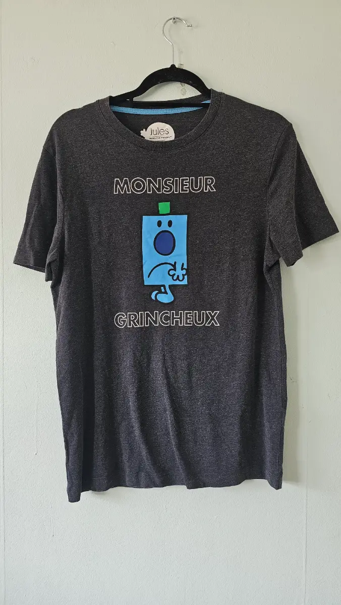 Jules Monsieur Madame Monsieur Grincheux Graphic T-Shirt Grey Crew Neck M