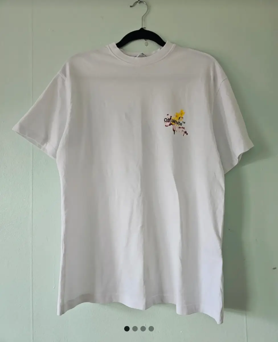 White Graphic Streetwear T-Shirt L | Floral Print | Y2K | Excellent Condition
