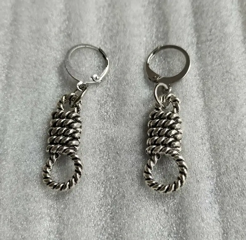 Stainless Steel Mini Noose Lever Back Drop Earrings Never Worn