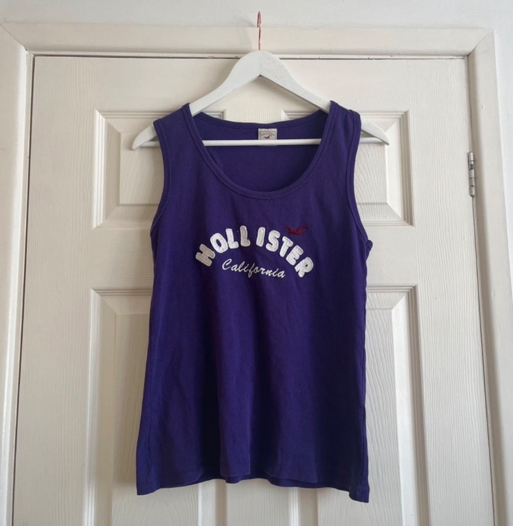 Hollister purple racer back embroidered summer top