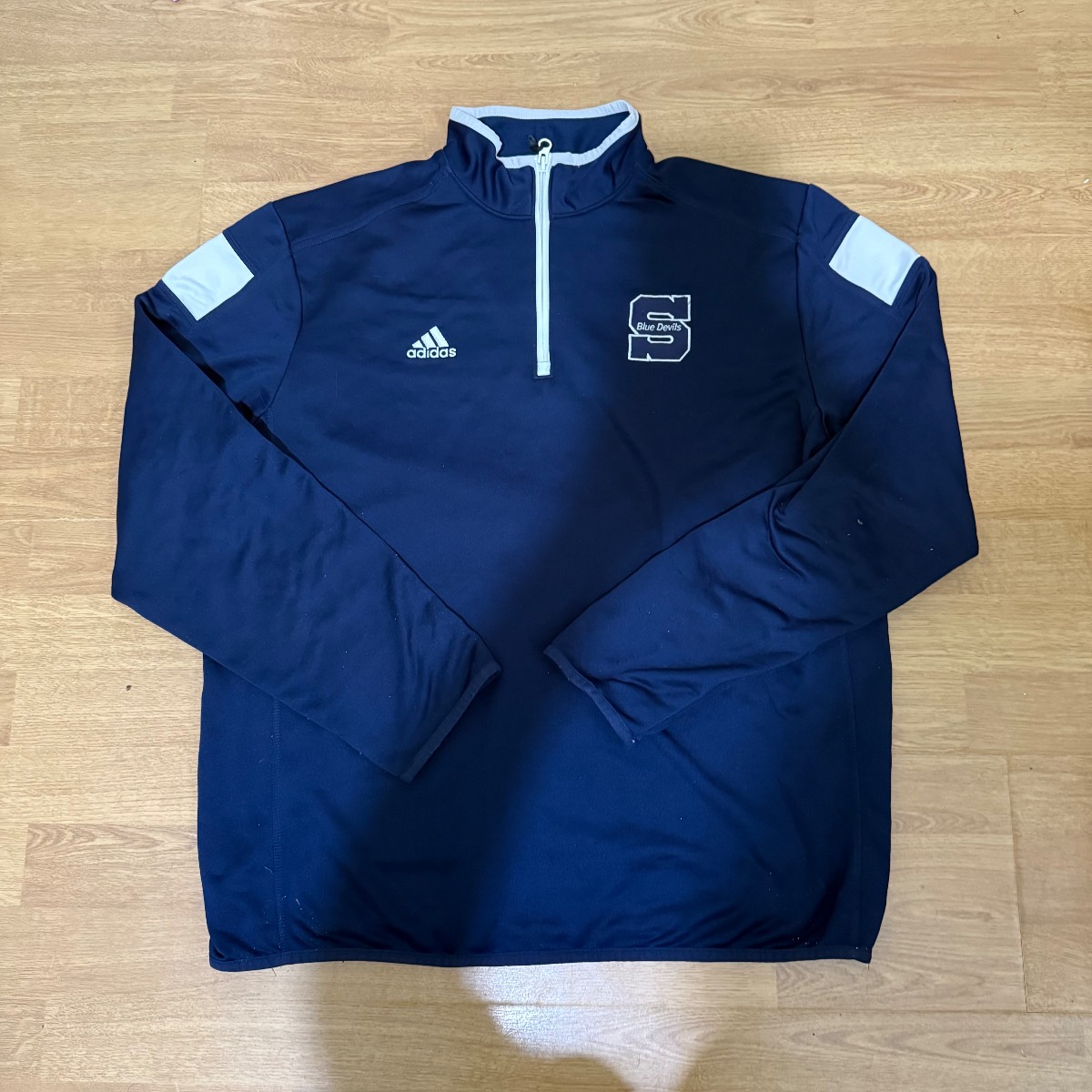 Adidas navy blue quarter zip blue devils training jacket