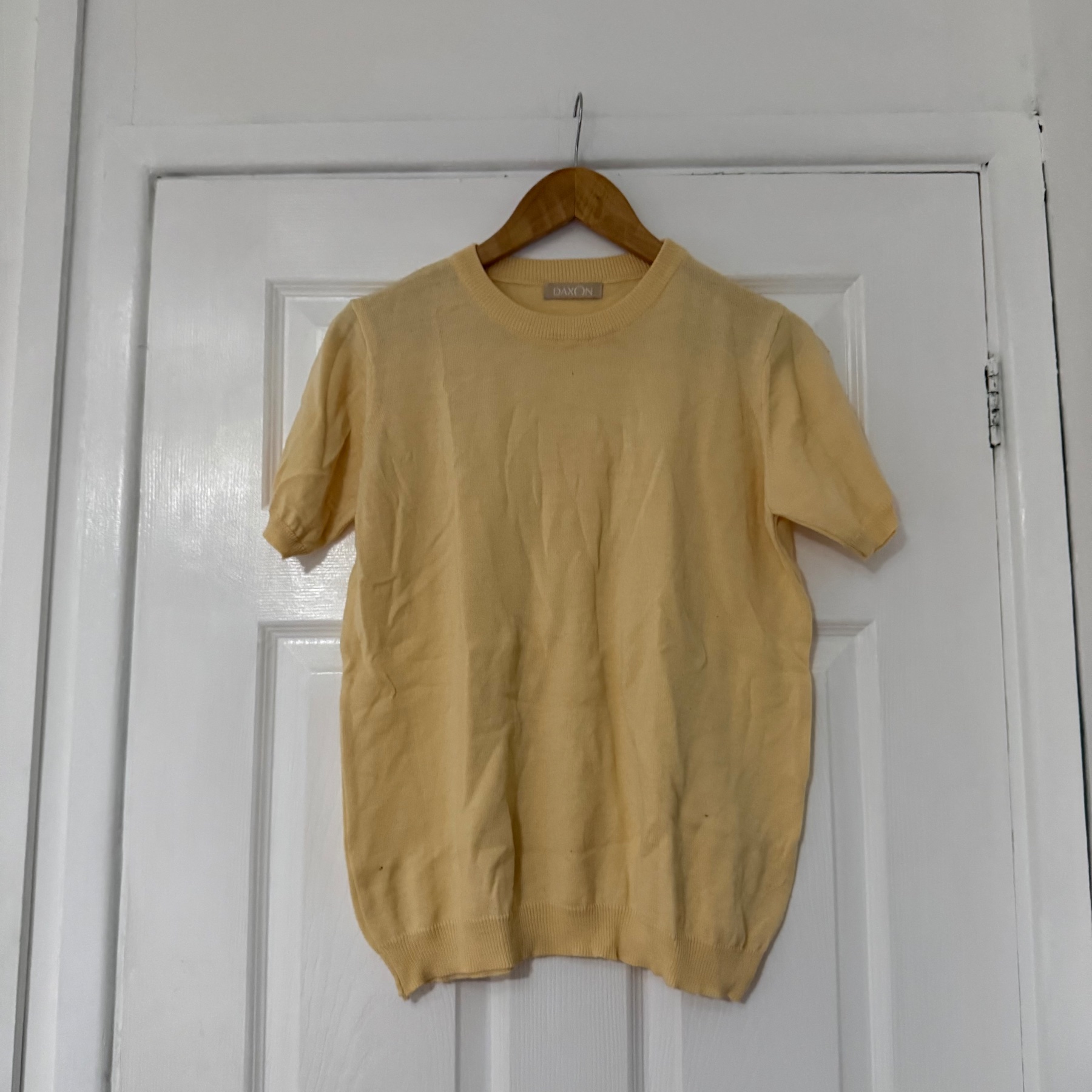 Daxon yellow short sleeve knitted top
