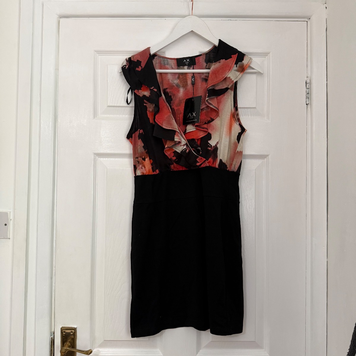 Ax Paris red and black floral ruffled v-neck mini dress