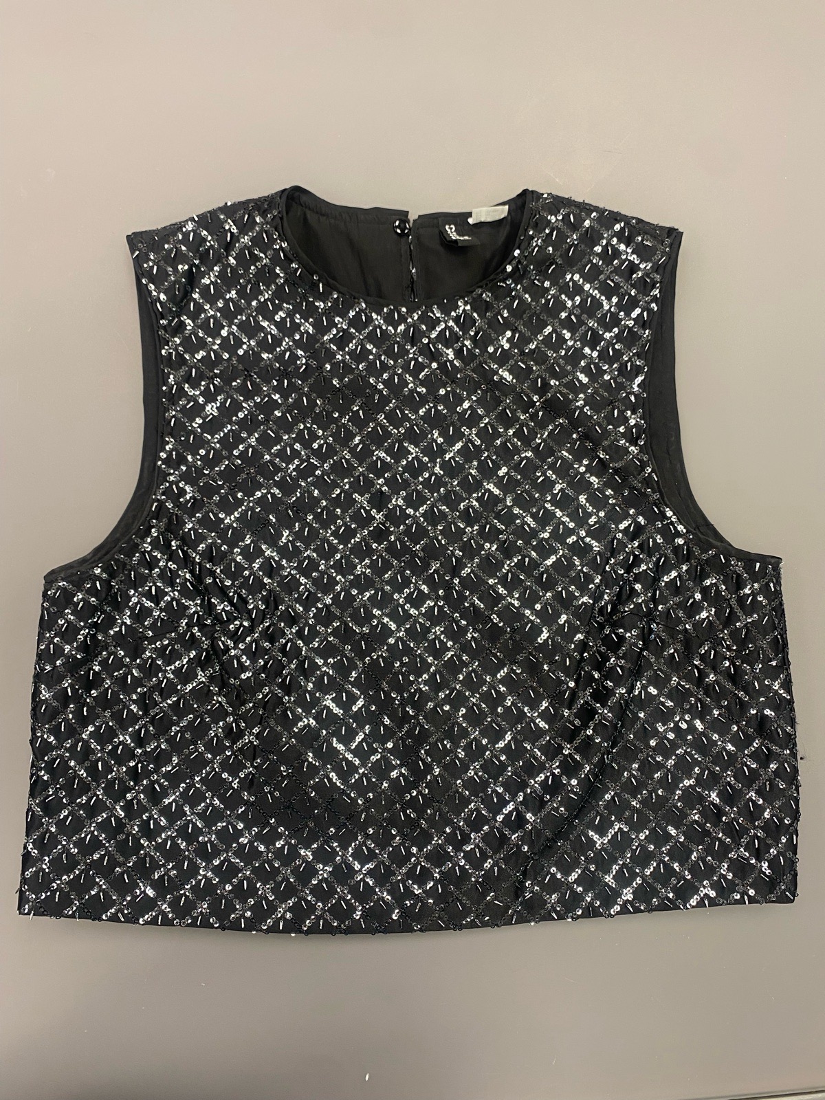 Embellished Sequin & Bead Crop Top – Size Small