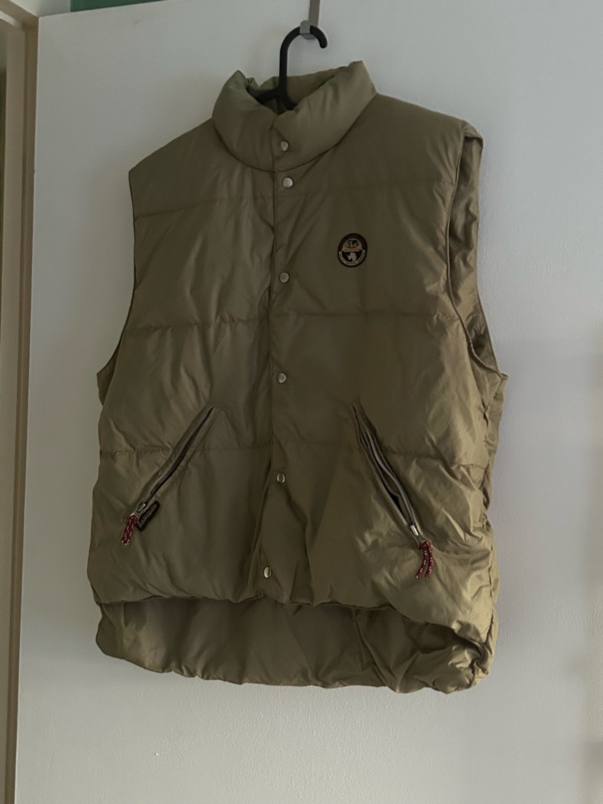 Napapijri Beige Puffer Gilet With Snap Popper Closure Jacket Size Medium