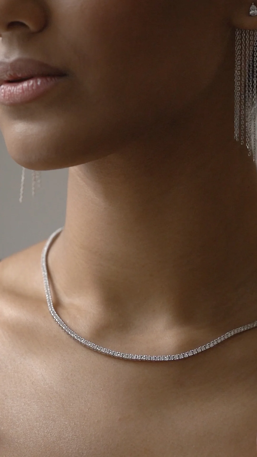 Sterling Silver | White Gold Finish | CARAT Tennis Necklace