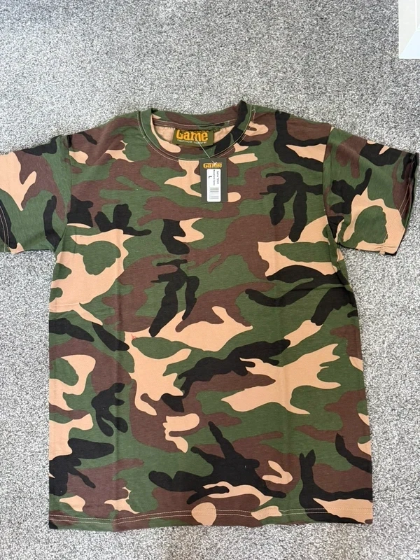 Game Technical Apparel Woodland Camo T-Shirt Size Large Military Army Camouflage Tee
