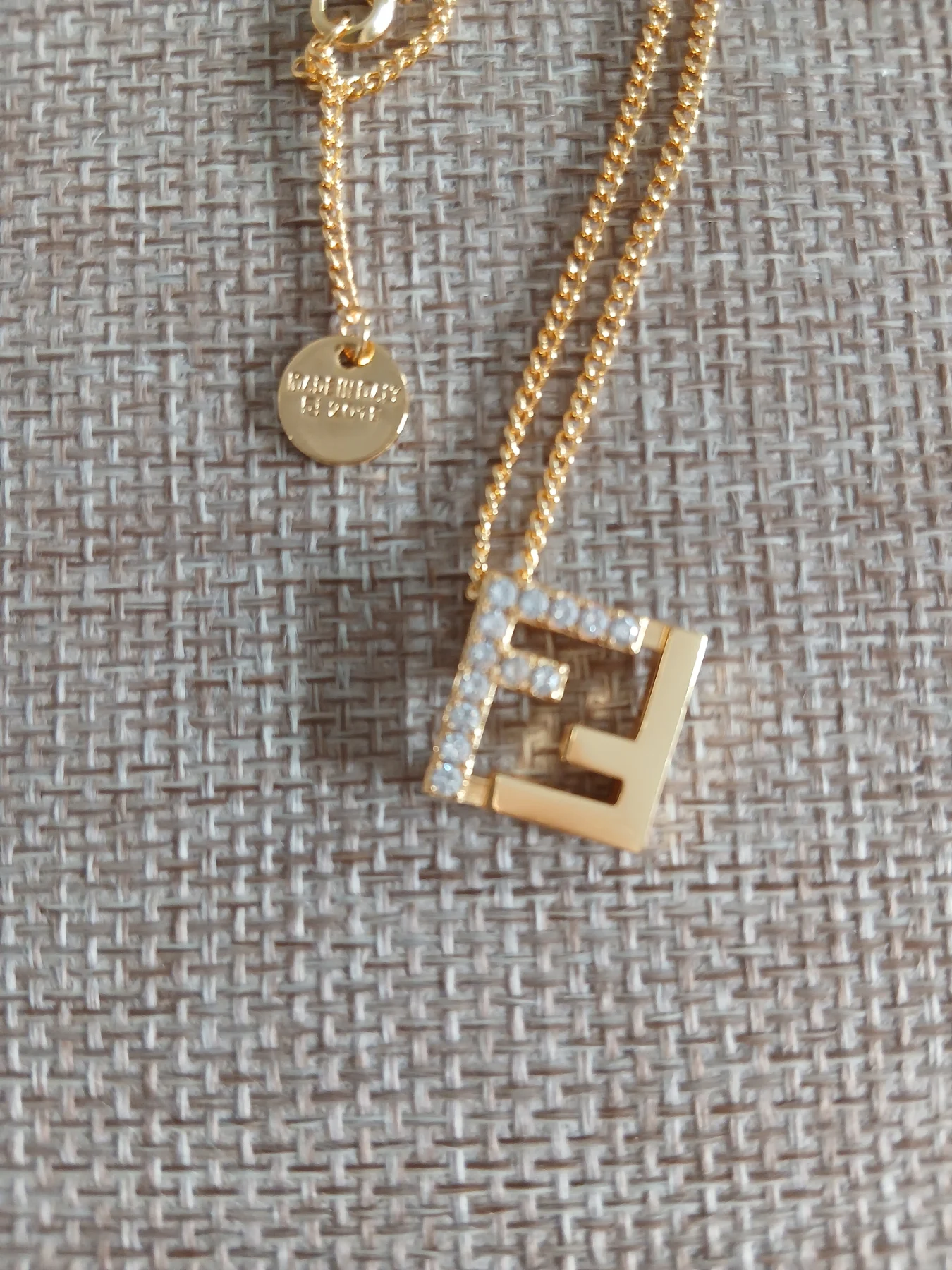 Gold-Finished FF Monogram Pendant Necklace