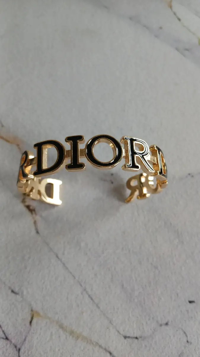 Gold-tone metal & enamel open cuff bangle