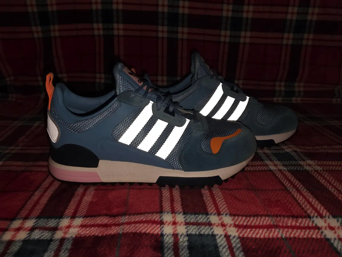 Adidas Unisex ZX 700 Trainers Blue/White 3-Stripes Orange UK 6