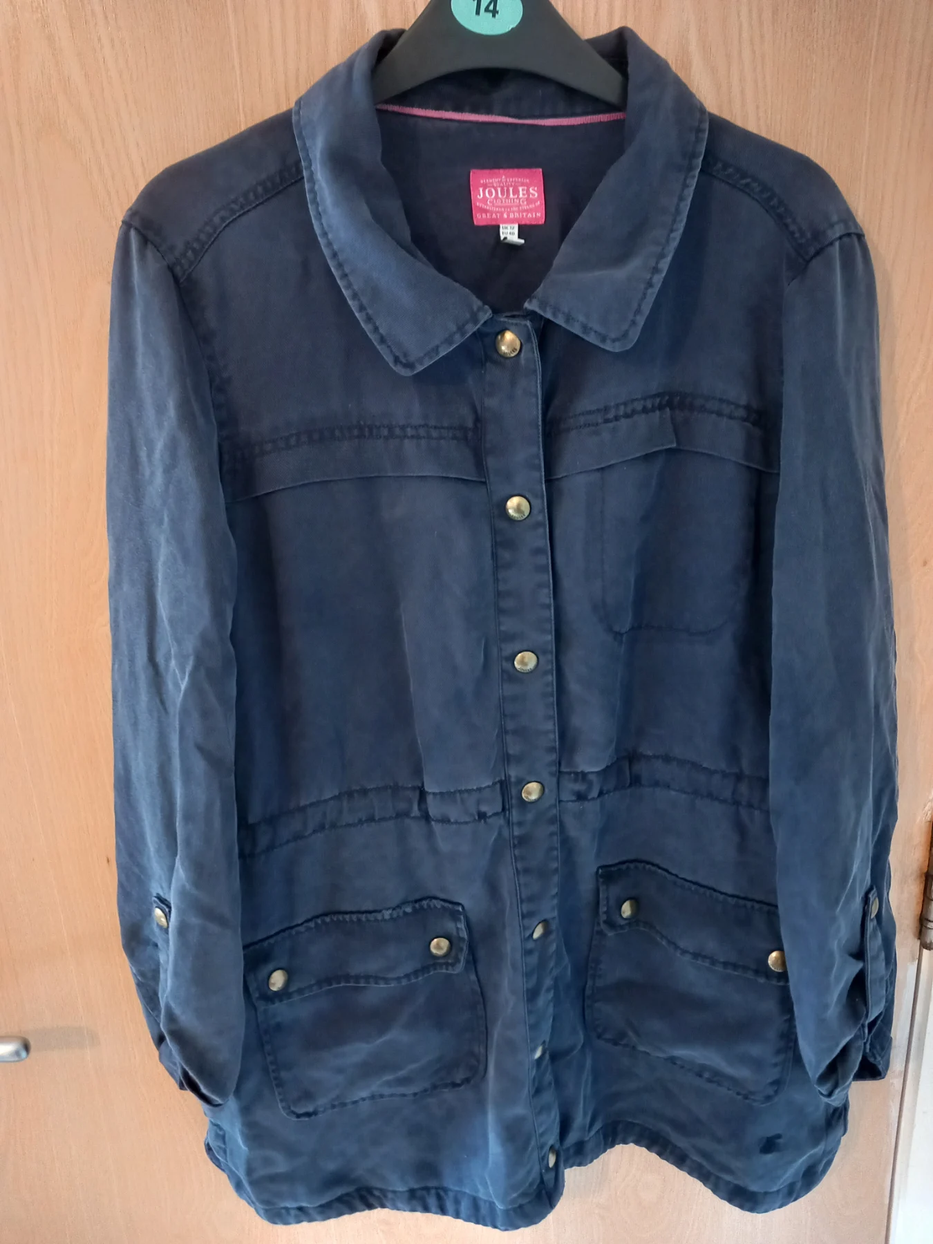 Joules ladies dark denim look long shirt size 8clip front