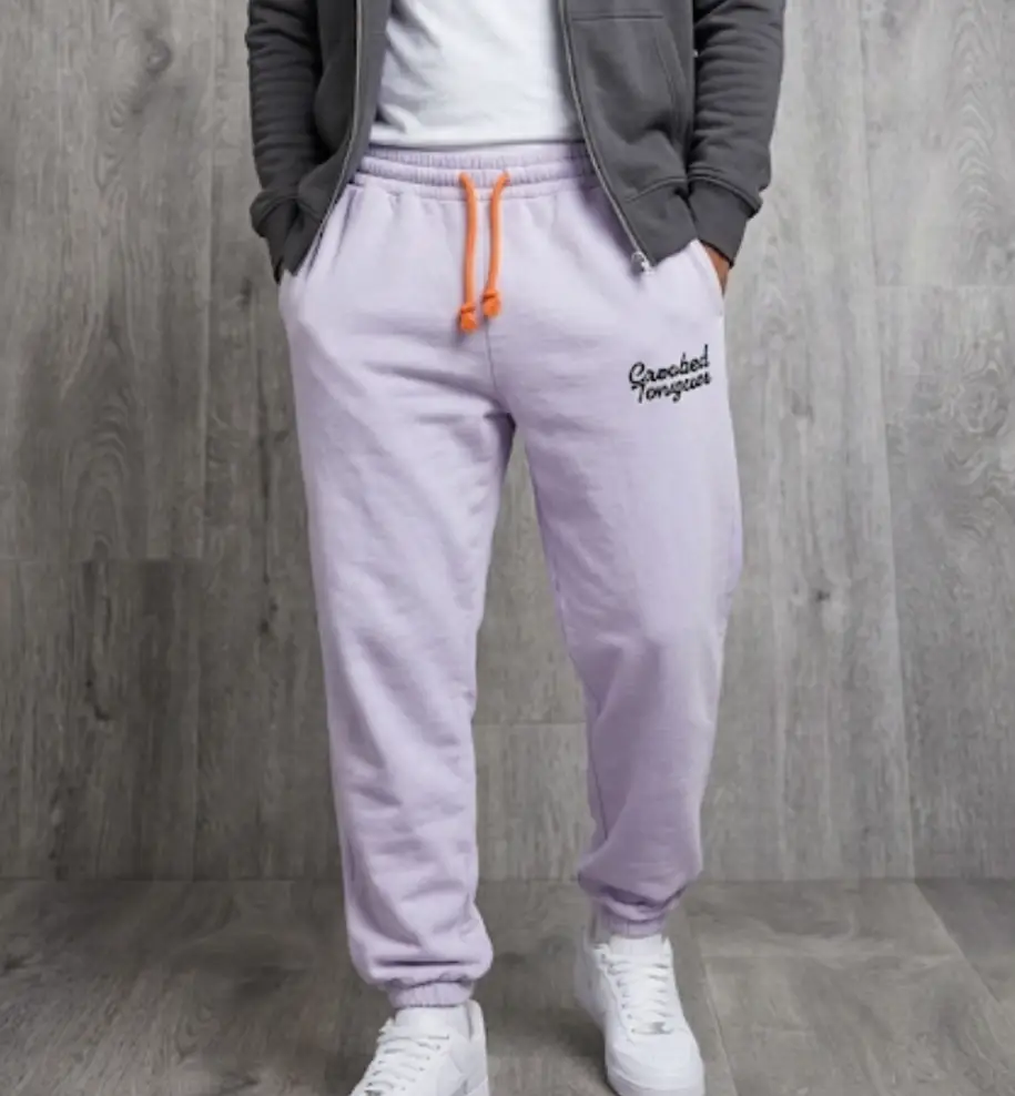 Crooked Tongues Joggers – Size M 34" Waist – Lilac Cotton Streetwear