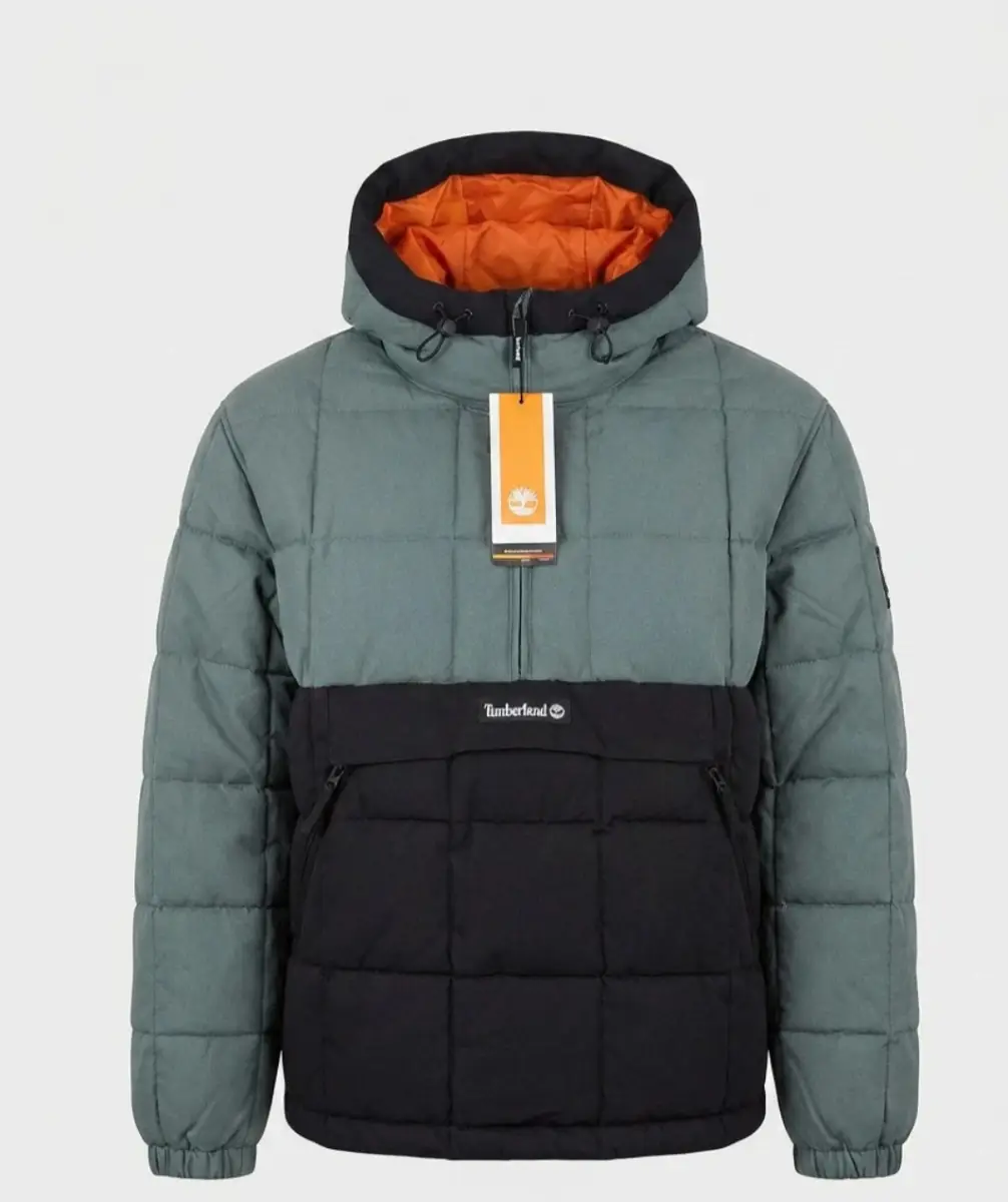 Timberland Men’s Hooded Puffer Jacket – Size L/G – Black/Grey/Orange – Brand New With Tags