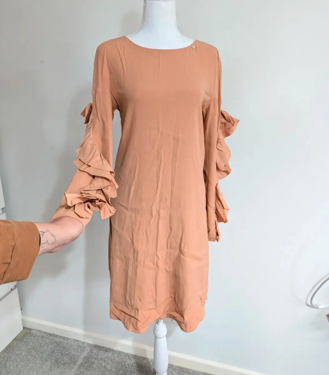 Liu Jo Blush Rose Ruffle Sleeve Mini Dress - NWT - IT 42 UK 10 - Designer