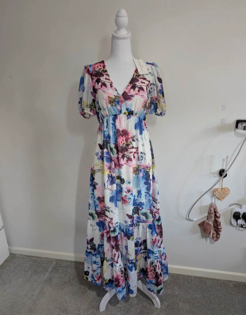 New James Lakeland Luxury Designer Floral Dress - Blue Multi - RRP £300