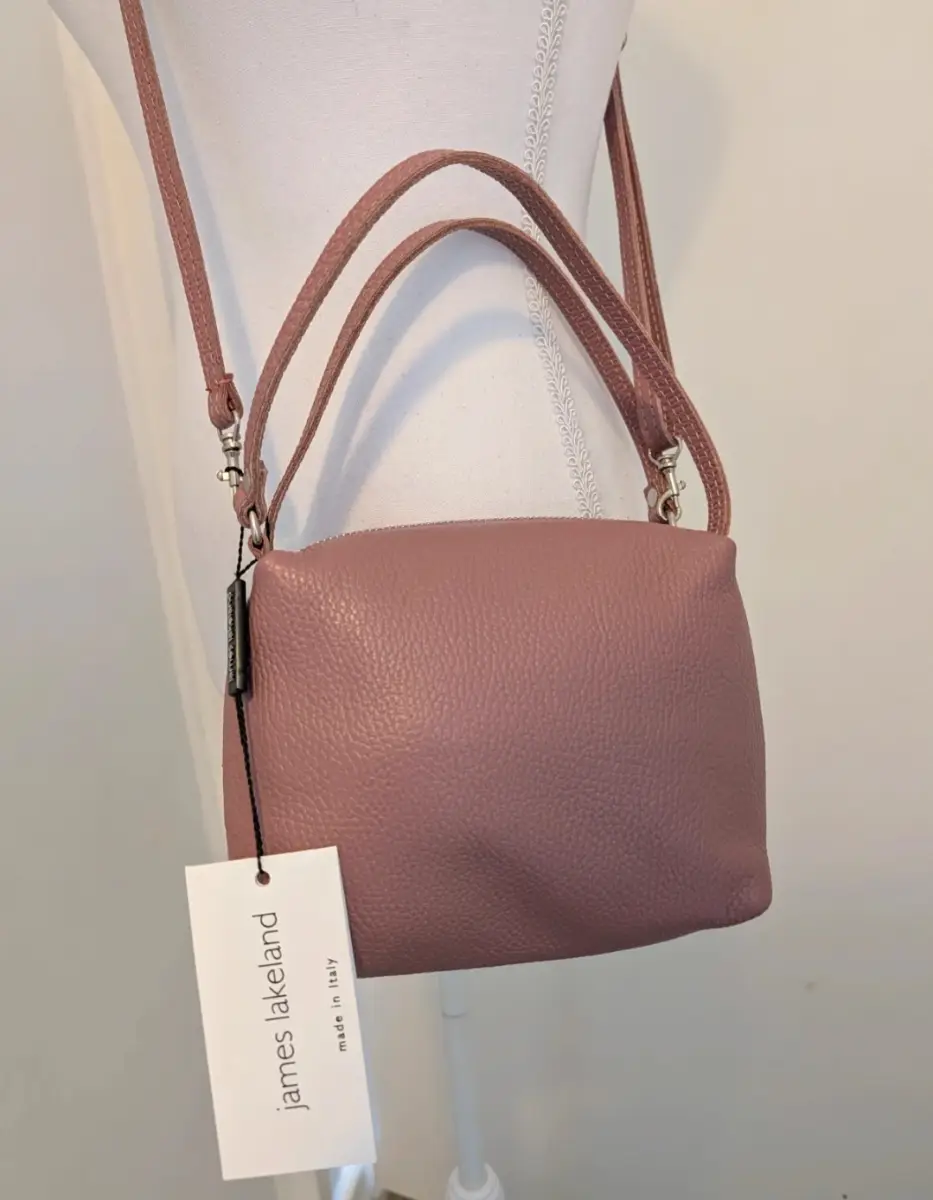 James Lakeland Italian Leather Crossbody Bag - Dusty Rose Pink - NIB - RRP £250