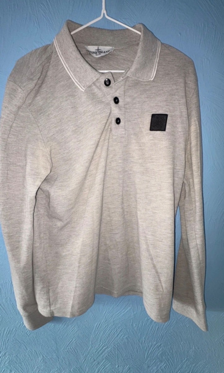 Stone Island Long Sleeve Polo Shirt – Grey Marl