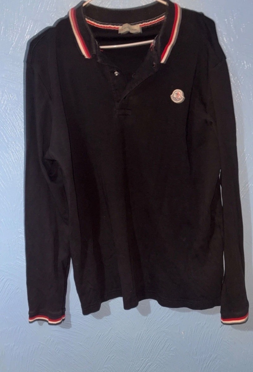 Moncler Long‑Sleeve Polo Shirt Size Medium