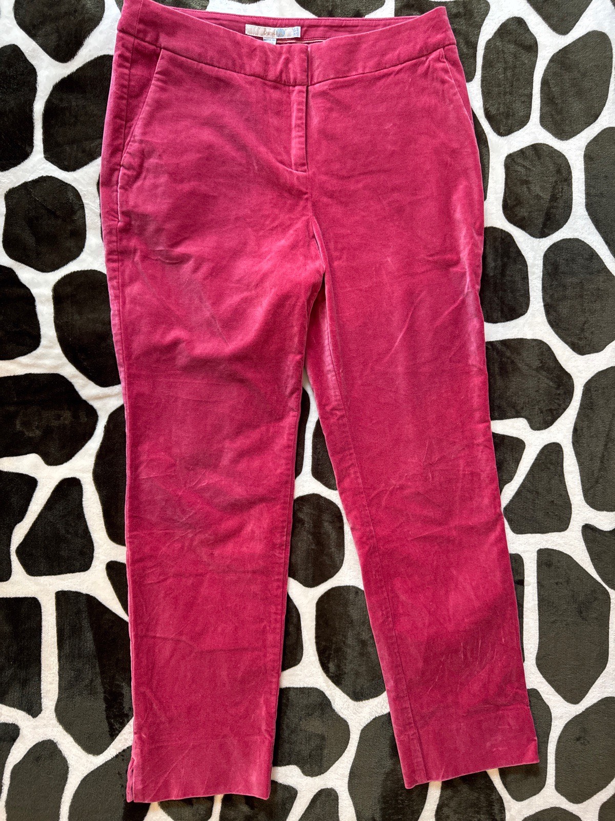 Boden Rose Pink Velvet Straight Leg Ankle Trousers Pants US 8R / UK 12R