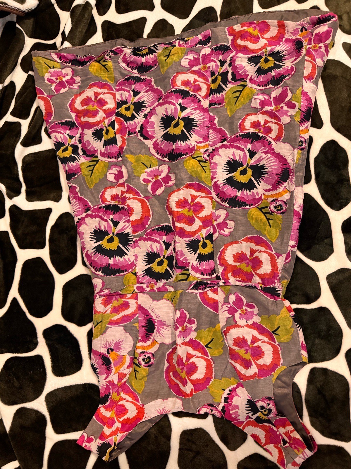 Monsoon Pansy Floral Print Sleeveless Sheath Dress Grey Pink UK 14