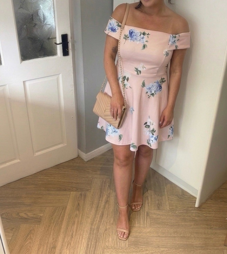Pink skater look dress new look size 10 floral