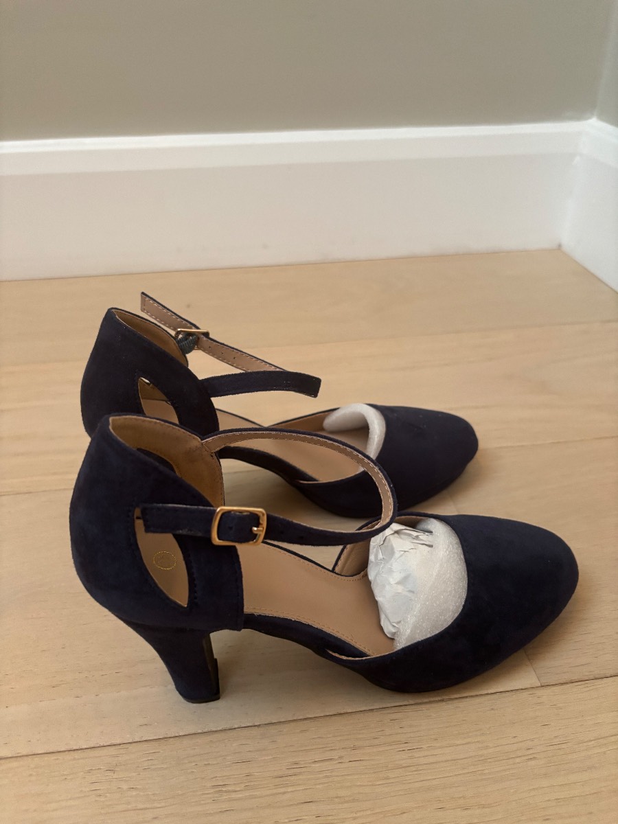 Navy blue faux suede shoes