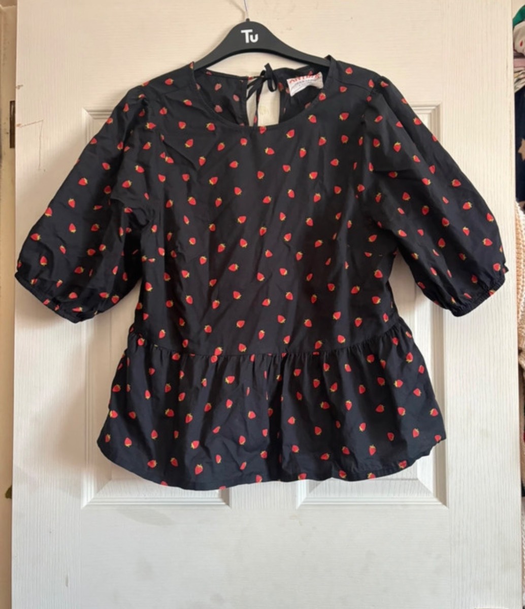 John Lewis Strawberry print peplum top