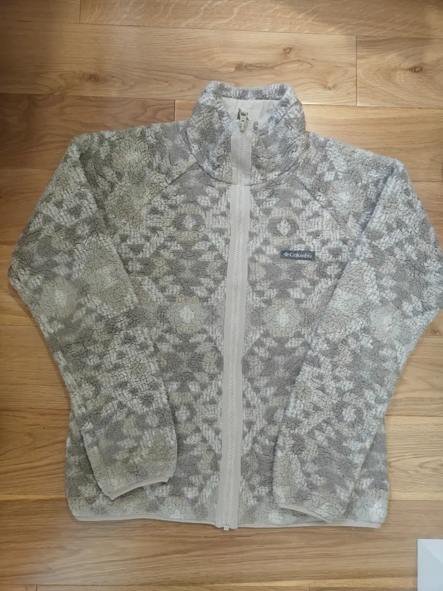 Columbia grey beige teddy borge fleece Aztec print xs
