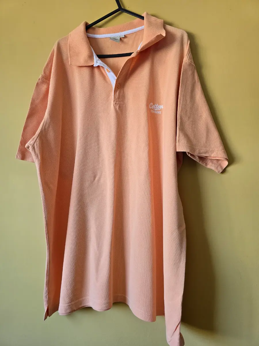 Cotton Traders Apricot Peach Polo Shirt Size L Mens 100% Cotton Short Sleeve Tee