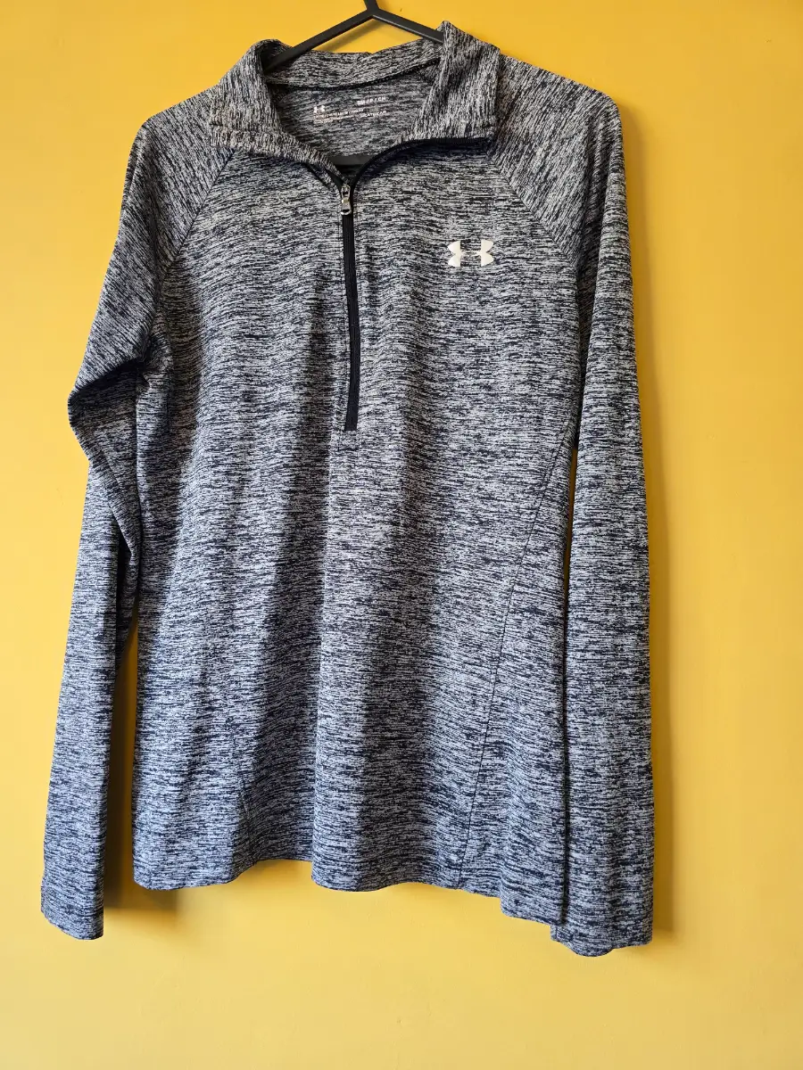 Under Armour Womens Grey Space Dye HeatGear 1/4 Zip Pullover Top Size S Small
