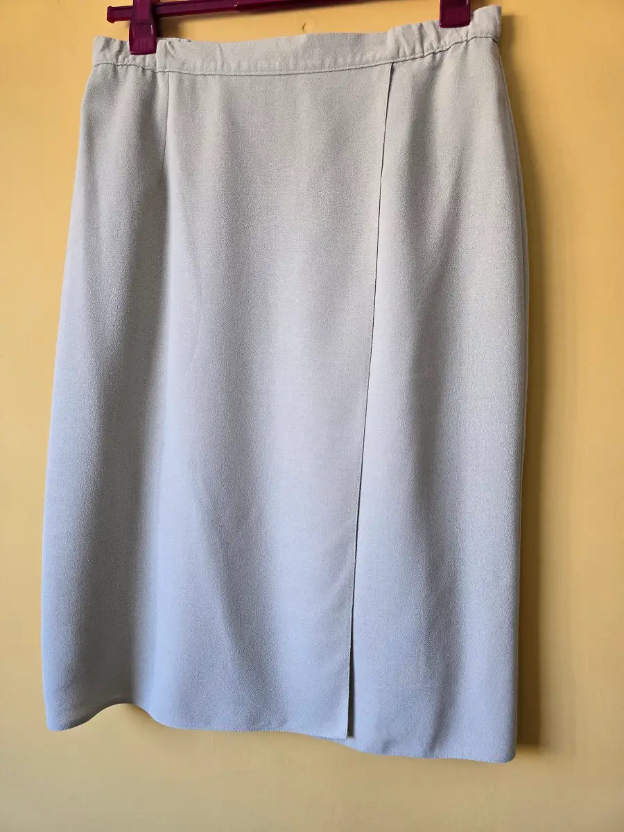 Vintage C&A Sage Green Midi Skirt Size 18 Mock Wrap Overlap Smart Viscose Blend Workwear