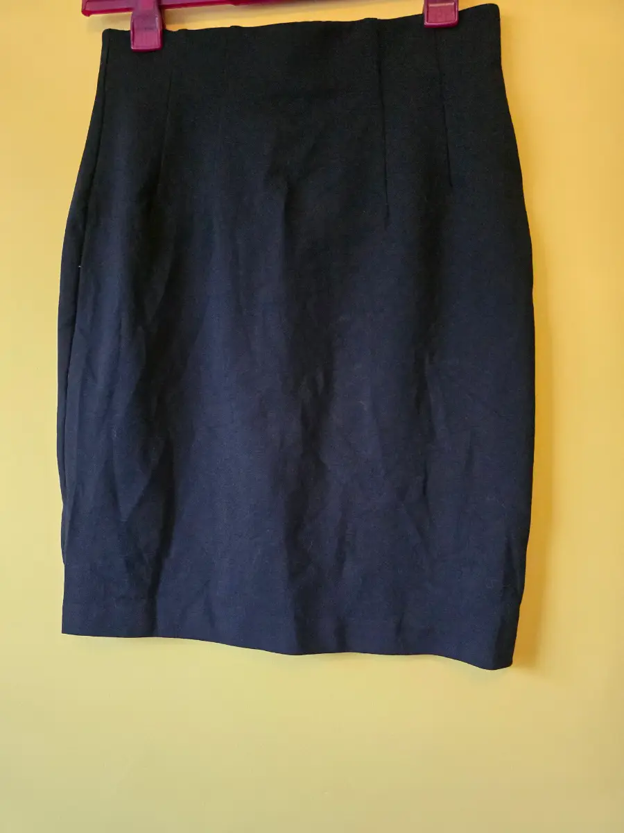 M&S Collection Black Jersey Pencil Skirt Size 12 Reg High Waist Back Vent Work Office Smart Casual